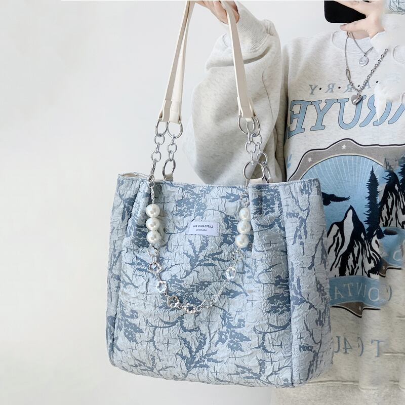 [Prime sister series]★Bag★ 3color handbag shoulder bag floral pattern ladies blue black beige