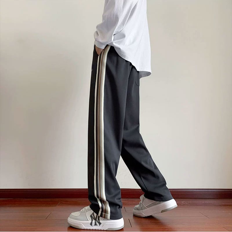 [JIARONG series]★Casual pants★ 4color pants bottoms Unisex Men's Large size Color scheme Vertical stripes Striped pattern Easy to match