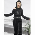 Load image into Gallery viewer, ✿New item! [Big Blue Dragon Series] ★China style hoodie★ Tops Short length China button Black Black
