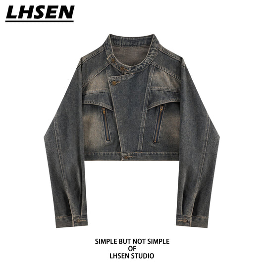 [LHSEN Series] ★Outer★ Denim Jacket Jacket Short Length Women's Fashion