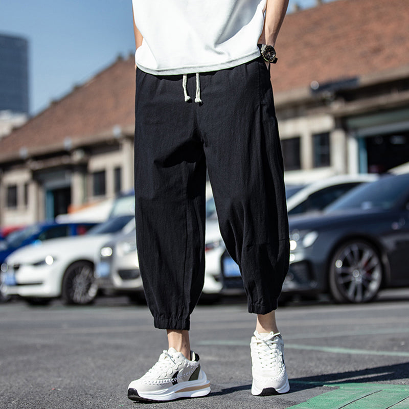 [HUICHUN Series] ★ Pants ★ 4 colors Bottoms Unisex Men's Large Size Plain 8/10th Length Cotton Linen