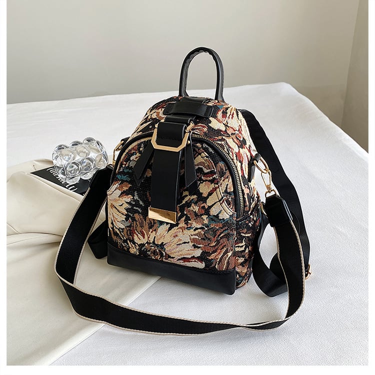 [NANA Series]★Bag★ 4color Rucksack Rucksack Floral Pattern Cute Commuting Blue Blue Black Black