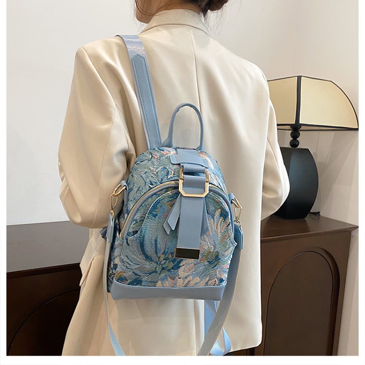 [NANA Series]★Bag★ 4color Rucksack Rucksack Floral Pattern Cute Commuting Blue Blue Black Black