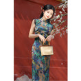 Load image into Gallery viewer, [HLQ Series] ★Chinese Dress★ Chinese-style dress, floral pattern, retro, Republic of China style, long length, switching, slimming
