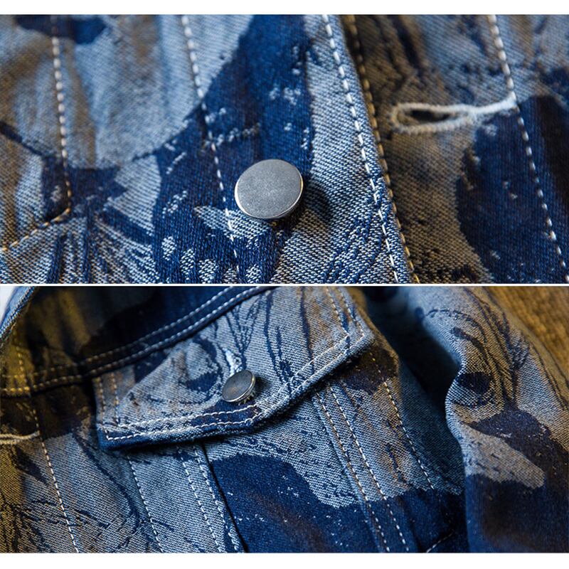 [HPCP Series]★Jacket★ Outer Denim Jacket Jeans Unisex Men's Panda Blue Blue