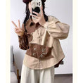 Load image into Gallery viewer, [QIUZILI Series]★Shirt★ Corduroy long sleeve shirt tops cat cat cute color scheme brown
