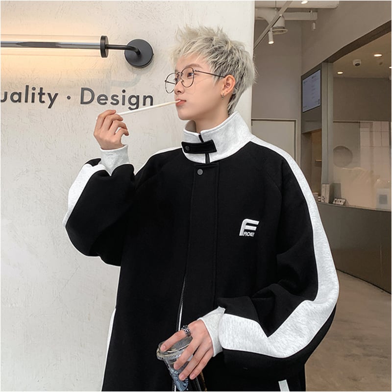 [NANSHI Series]★Jacket★ 2color outerwear unisex men's black gray color scheme stand neck