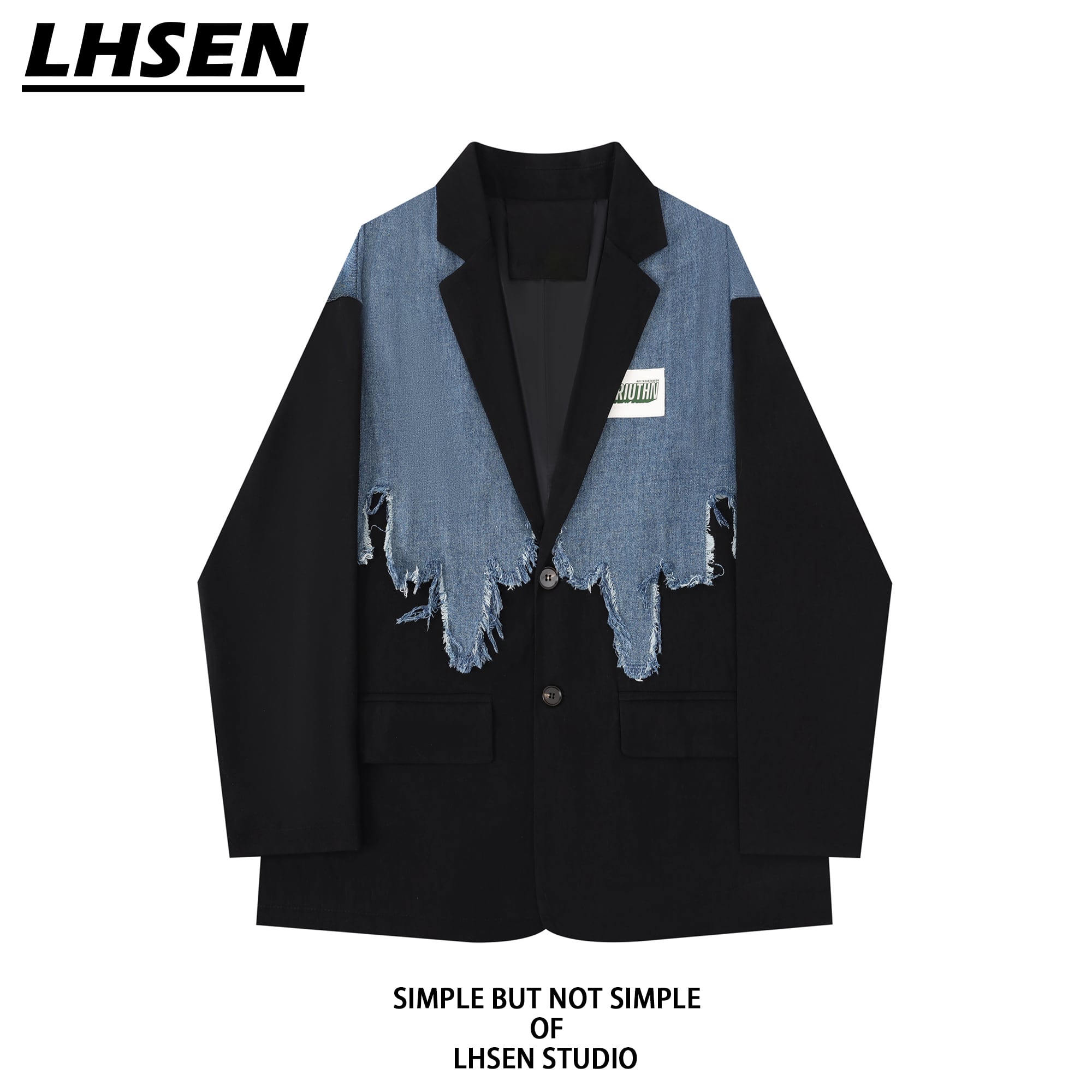 [LHSEN series] ★Outerwear★ Blazer, casual, switching, easy to match, design, stylish, black, blue