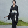 Load image into Gallery viewer, ✿New item! [Da Qinglong Shu Series]★Chinese style dress★ Belted dress Hanfu dress V neck long length Black Black
