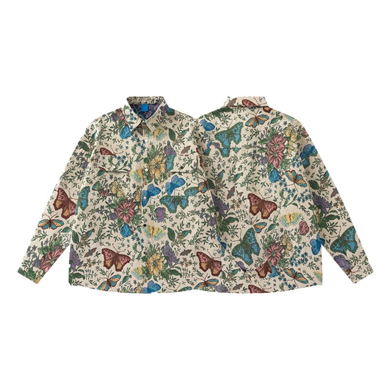 [BE REBORN Series]★Shirt★ Tops Shirt Jacket Long Sleeve Shirt Thick Shirt Butterfly Unisex Men's Retro