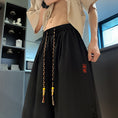 Load image into Gallery viewer, [KADISHOU Series] ★Chinese-style pants★ Bottoms, unisex, men's, large size, 3/4 length, black
