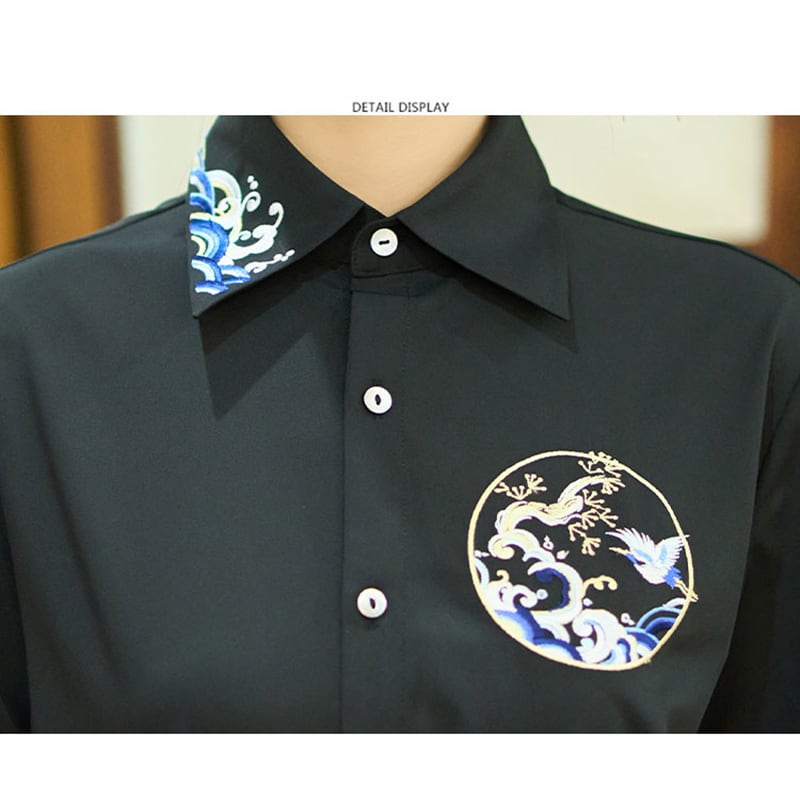 [BAIRIMENG Series] ★Chinese style shirt★ Long sleeve shirt Tops Long sleeve shirt Chinese clothing Black Black