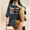 Load image into Gallery viewer, [FANMAN Series] ★Shirt★ Tops, Short Sleeve, Denim, Unisex, Men's, Cartoon, Casual, Blue
