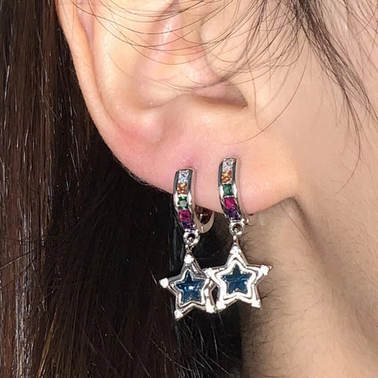 [ZOOZMINI Series] ★Earrings★ Earrings Pair Accessories Ladies Star Star Blue Colored Cute