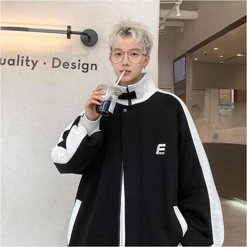 [NANSHI Series]★Jacket★ 2color outerwear unisex men's black gray color scheme stand neck