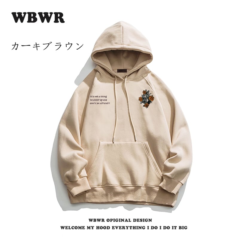 店長おすすめ！【WBWRシリーズ】★パーカー★ 6color トップス 男女兼用 メンズ 薔薇 バラ 黒 灰 白 青 合わせやすい