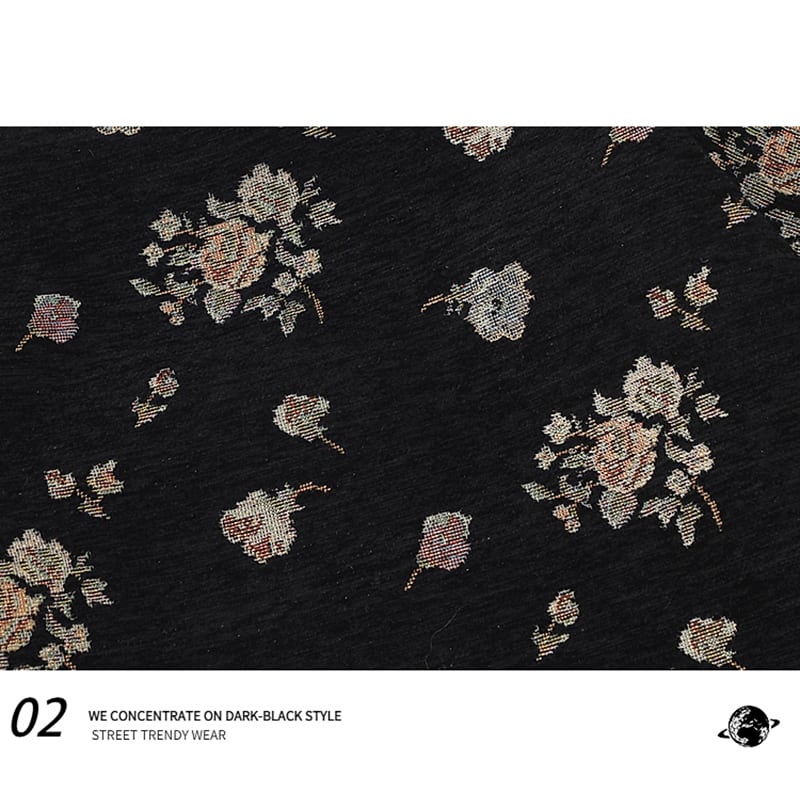 [Fleeing Earth Series]★Jacket★ 2color Outerwear Black Apricot Floral Pattern Ladies Cute