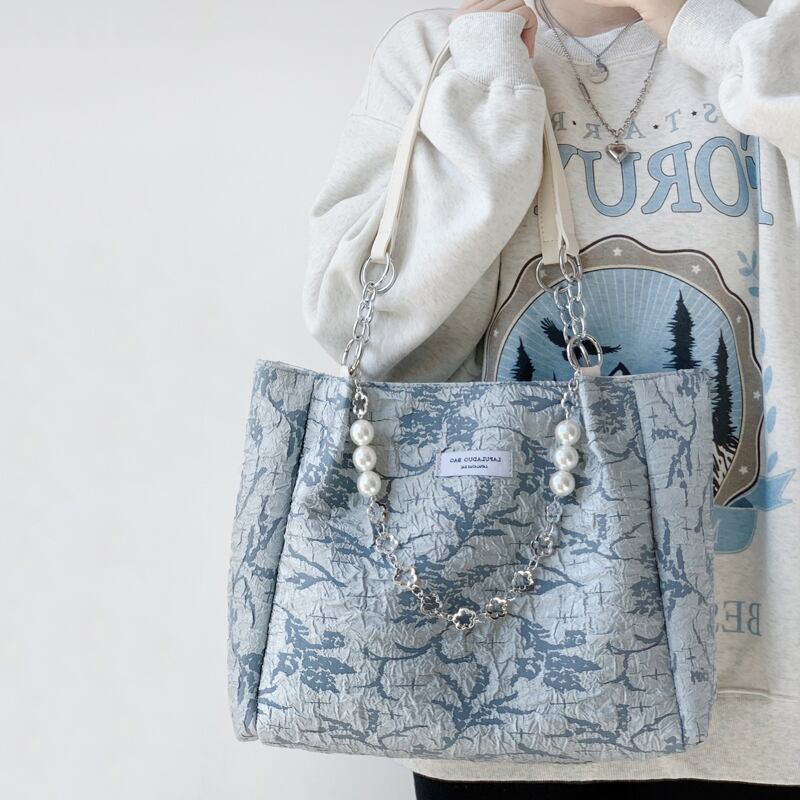 [Prime sister series]★Bag★ 3color handbag shoulder bag floral pattern ladies blue black beige