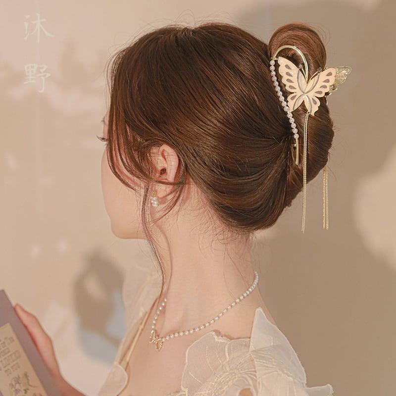 [Mino Series] ★Chinese style hair ornament★ Old-fashioned Chinese clothing, improves temperament, fringe, butterfly, cute, date, commuting, accessories