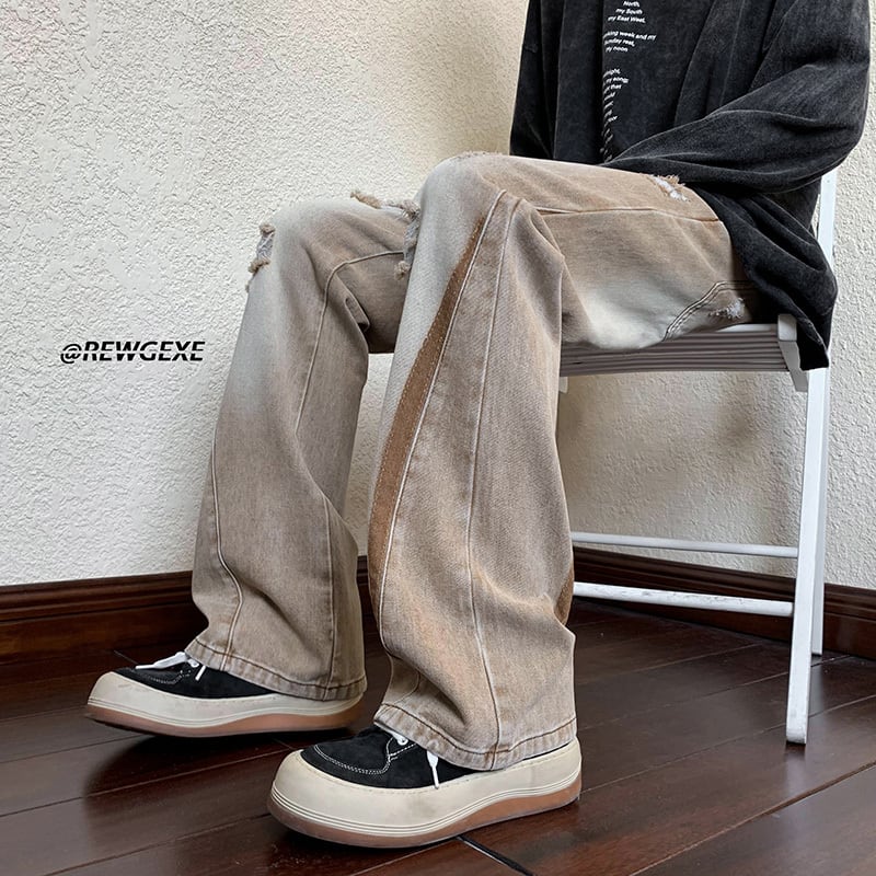 [YANDAN series]★Denim pants★ 3color bottoms pants unisex men's large size with design