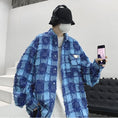 Load image into Gallery viewer, [Tetsusho Series]★Shirt★ 2color Tops Plaid Unisex Men's Large Size Blue Black
