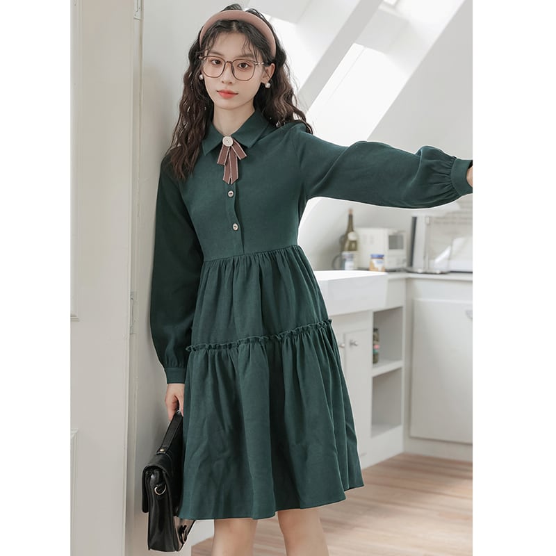 [Ali Series] ★One Piece★ Women's Shirt Dress Green Commuting Date Cute SML XL