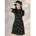 Load image into Gallery viewer, [YUEQIAO Series]★China Dress★ Improved Short Length Chinese Style Dress Chinese Clothes Cute Black Black
