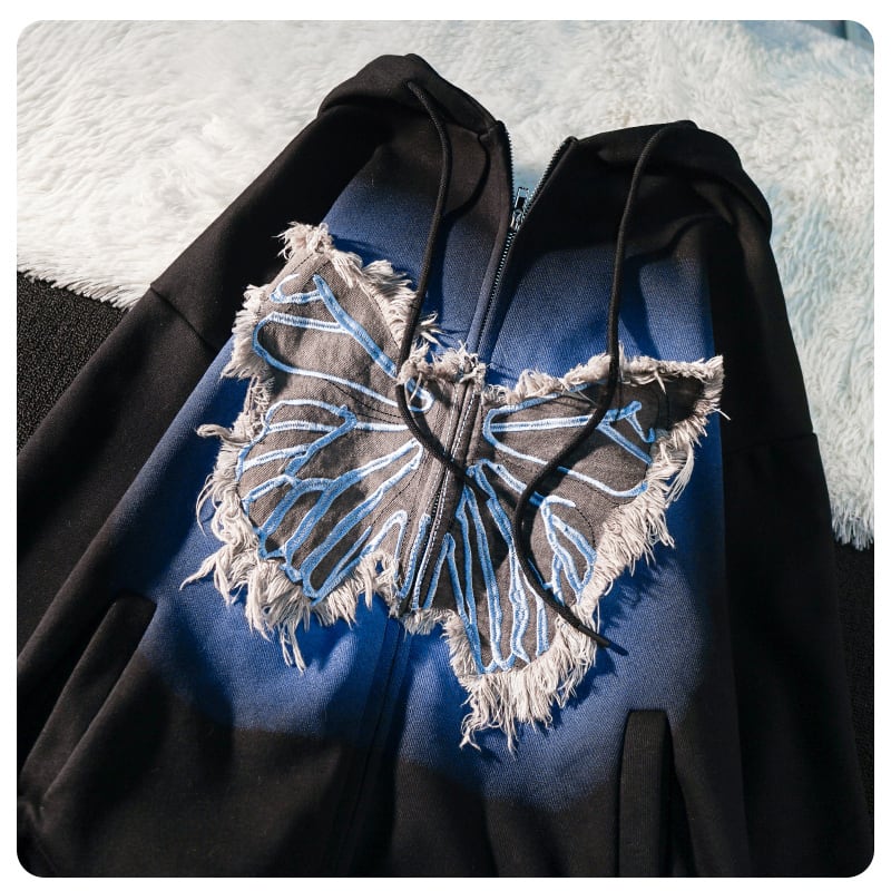 [APWSTUDIO Series] ★Outer★ 3color Parka Butterfly Unique Unisex Men's Cotton Black White Gray