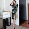 Load image into Gallery viewer, [Kakuya Series] ★China style dress★ Improved cheongsam dress velvet floral pattern sexy SML
