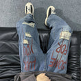 Load image into Gallery viewer, [HANLICHEN Series]★Denim Pants★ Casual Pants Trousers Bottoms Large Size Unisex Men's Graffiti Harajuku Style
