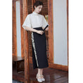 Load image into Gallery viewer, [BRMFUGU series]★China style skirt★Bottoms, slimming, floral pattern, Chinese elements, Chinese clothes, switching black, black
