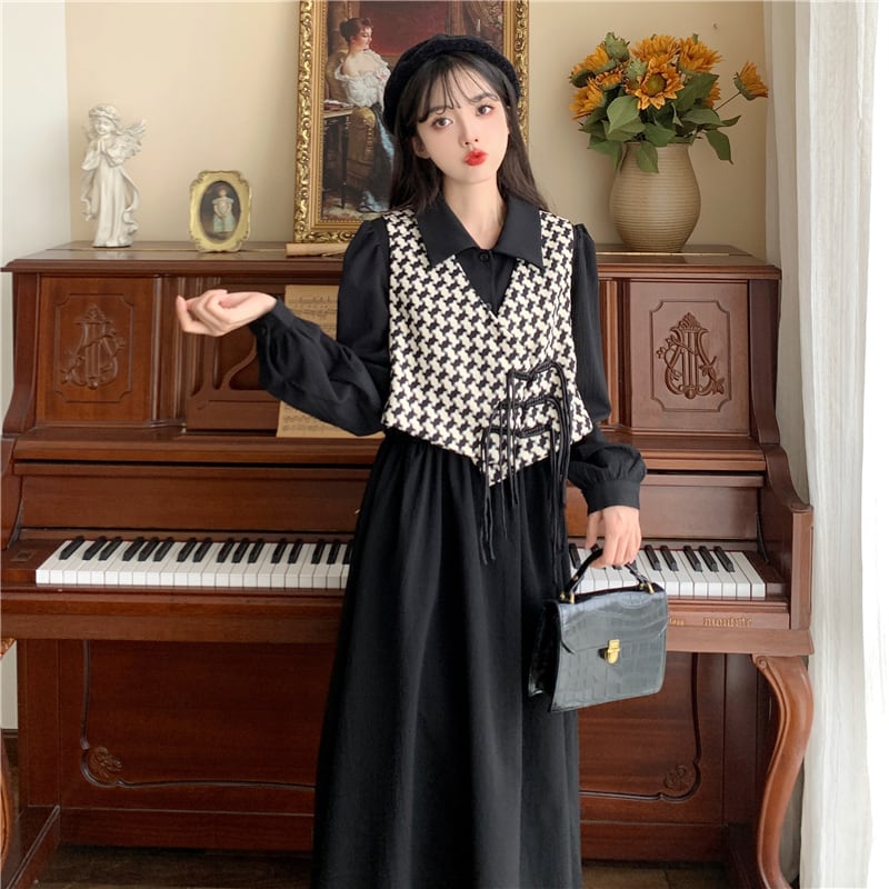 [JIGUJIGU series] ★Chinese style setup★ Large size black brown dress vest