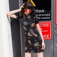 Load image into Gallery viewer, [YIJIA Series] ★Cheongsam dress★ Mini length dress improved version retro sexy black black large size
