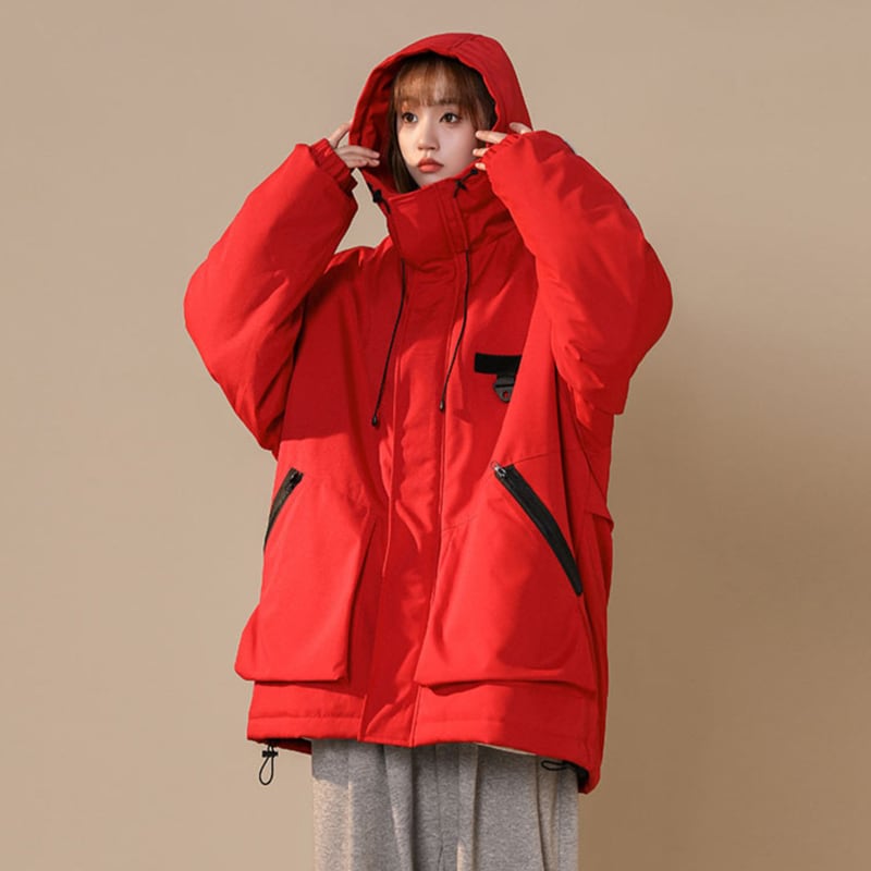 [Suikoishi Series] ★Winter Coat★ Cotton Coat Outerwear 2color Unisex Men's Casual Red Black