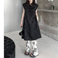 Load image into Gallery viewer, [YIDAO Series] ★China-style dress★ Chinese dress Black Black improved cheongsam dress Slit
