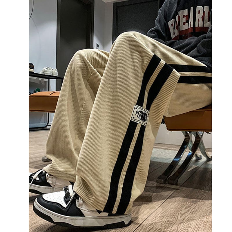 [PPG Series] ★Casual pants★ 3 colors Bottoms Trousers Corduroy Unisex Men's Vertical stripes Striped pattern Black Beige Green