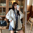 Load image into Gallery viewer, [Koshinke Series]★Shirt★ 2color Tops Vertical stripes Striped pattern Black Blue Light brown Loose Cute
