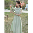 Load image into Gallery viewer, [NANMOSEN Series] ★China style dress★ Short sleeve dress, China button, cute, improves temperament, green
