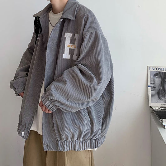 [Tetsusho Series] ★Jacket★ 3color outerwear unisex men's stadium jacket corduroy gray black coffee color