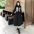 Load image into Gallery viewer, [Dong Xiaojie Series] ★China style dress★ Ink pattern long sleeve dress long length dress black black large size slimming
