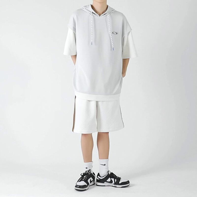 [KCSJ Series] ★Parker★ 2color Tops Unisex Men's Large Size Switchable Easy to Match White Gray Black