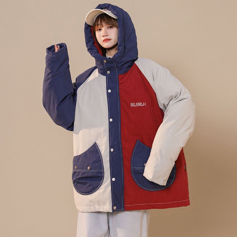 [Suikoishi Series] ★Winter Coat★ Cotton Coat Outerwear 2color Unisex Men's Color Scheme Red Khaki Green