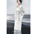 Load image into Gallery viewer, [Da Qinglong Shu Series] ★Chinese Style Shirt★ Tops Letter Pattern Long Sleeve Shirt Chinese Clothes Original White White
