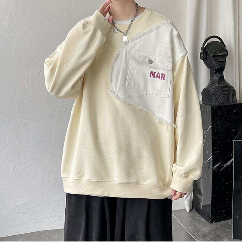 [Yurin Series] ★Tops★ 2color Casual Unisex Men's Color Switching Round Neck Easy to Match