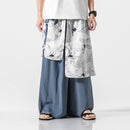 [Grass ink series] ★China style pants★ 4color black or white or blue or navy men's gaucho pants gaucho crane