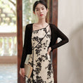 Load image into Gallery viewer, [Ink year flower series] ★China style setup★ 2-piece set Hanging dress + thin outerwear Improves temperament Floral pattern SML
