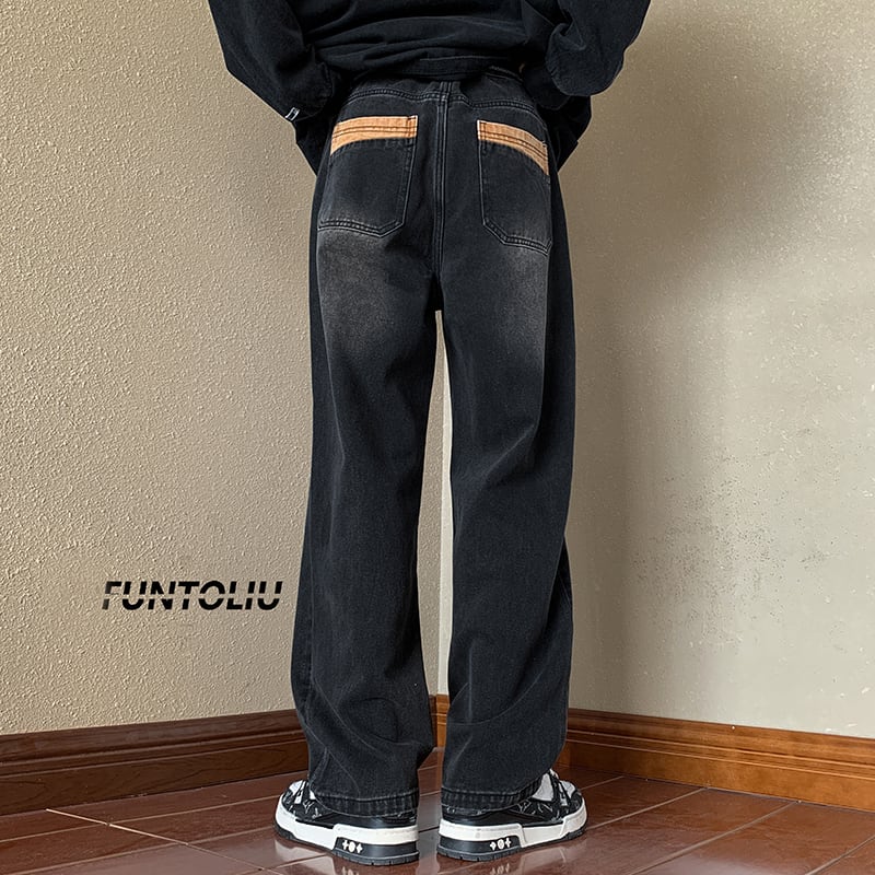 [V37 Series]★Denim Pants★ 2color Bottoms Unisex Men's Trousers Spring/Summer Easy to Match Fashion