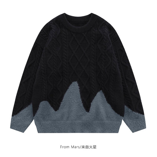 [From Mars Series]★Sweater★ Tops 2color Unisex Men's Black Beige Color scheme ML XL 2XL