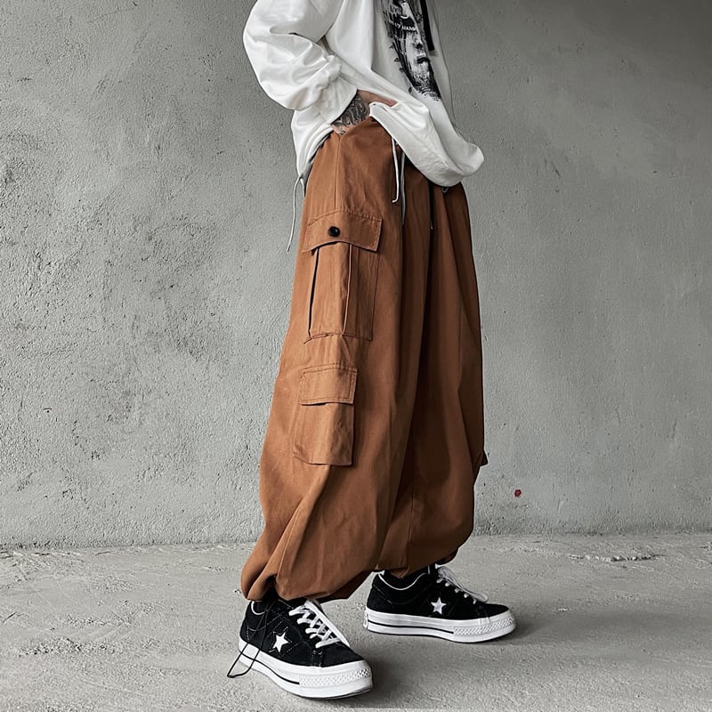 [Miyakoya Series]★Casual Pants★ 3color Brown or Green or Black Pants Bottoms Wide Pants Gaucho Pants