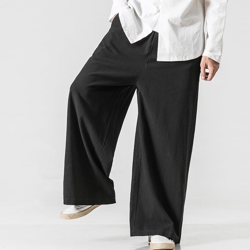 [Small Trouble Series]★China-style pants★ 5colors Black, blue, red, gray, or beige Wide pants Gaucho pants